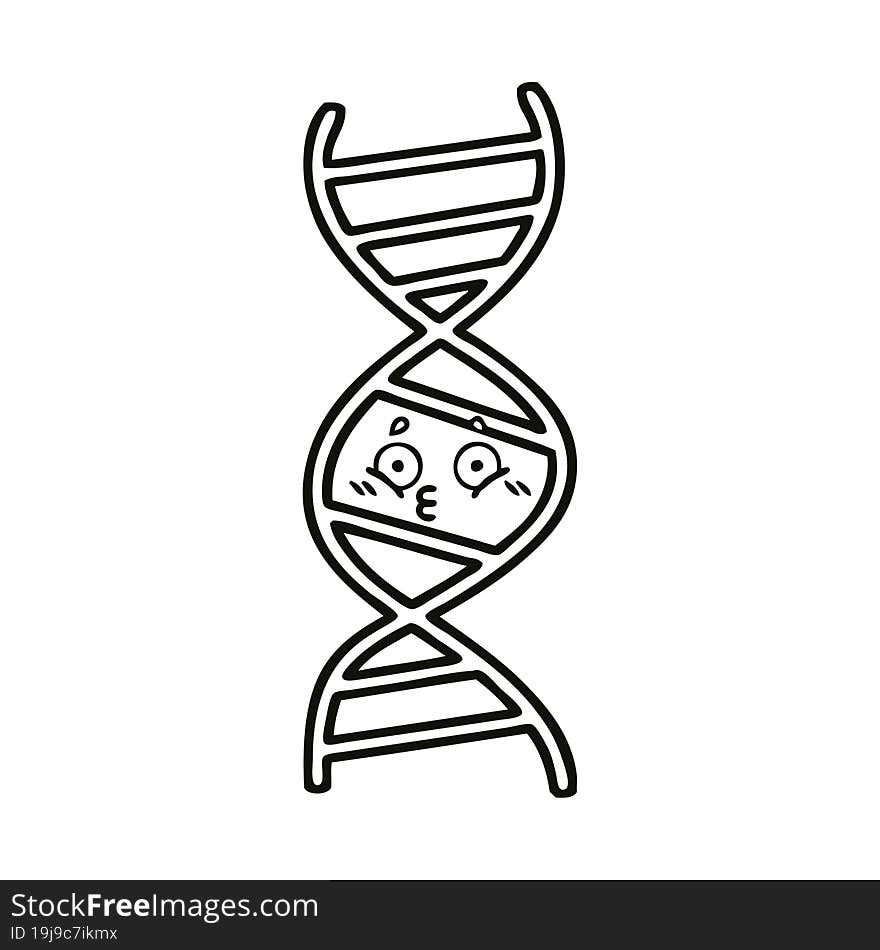 Line Drawing Cartoon DNA Strand