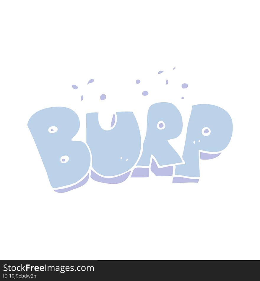 Flat Color Illustration Of A Cartoon Burp Text