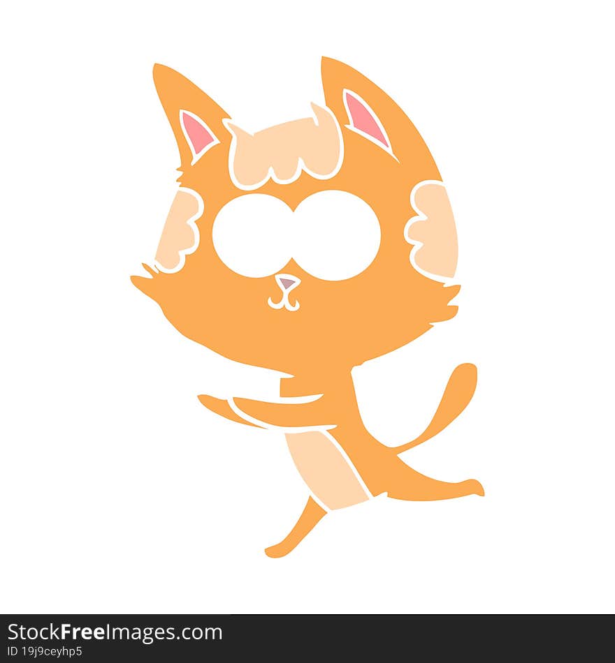 happy flat color style cartoon cat