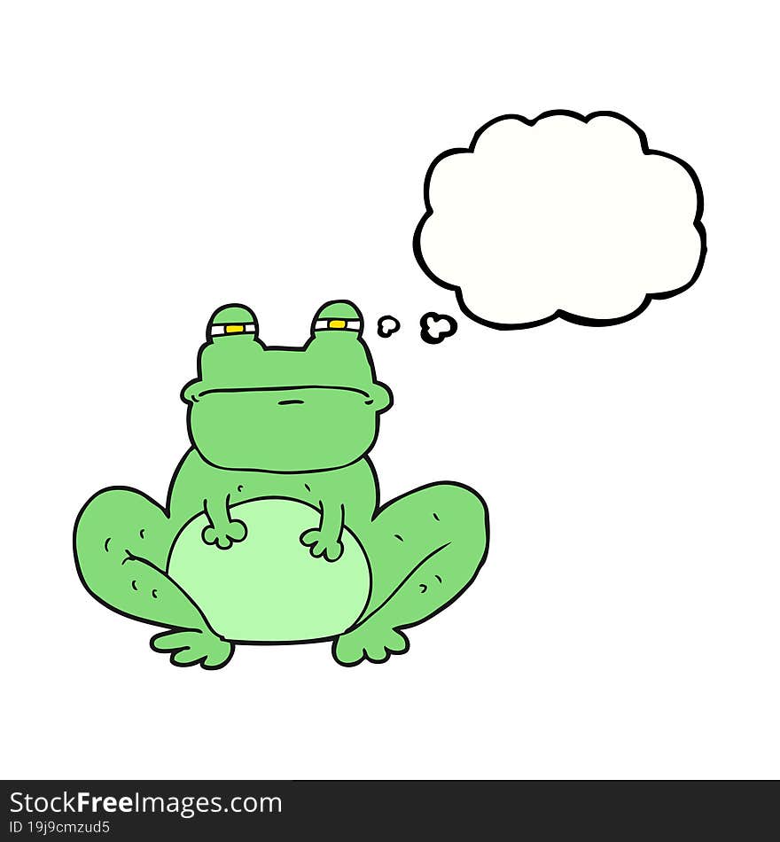 freehand drawn thought bubble cartoon frog