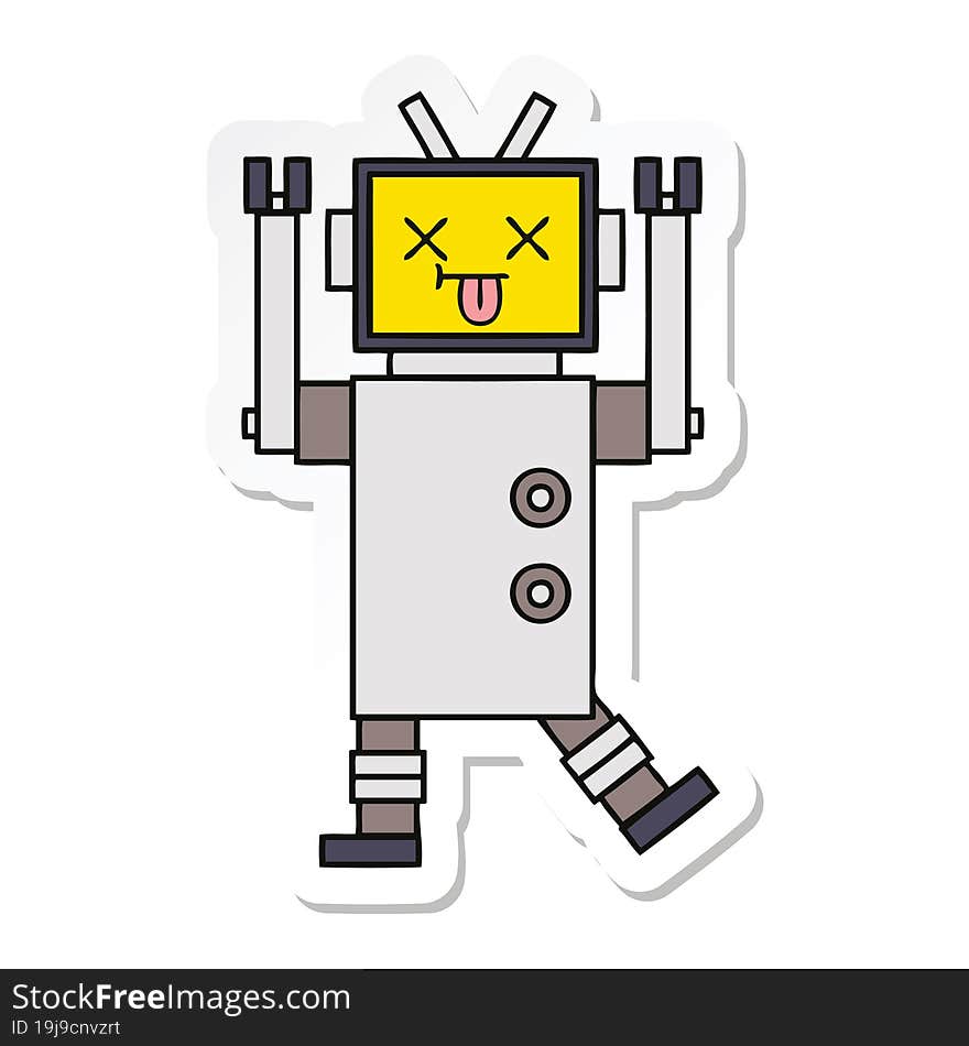 sticker of a cute cartoon robot