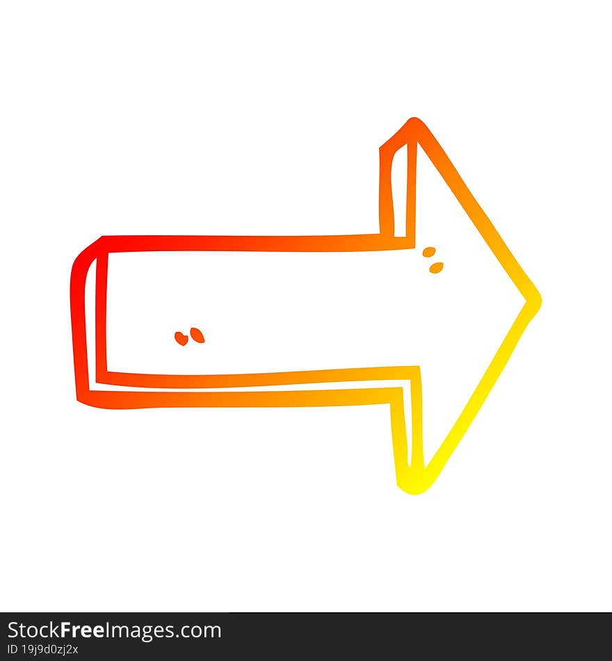 warm gradient line drawing cartoon directing arrow