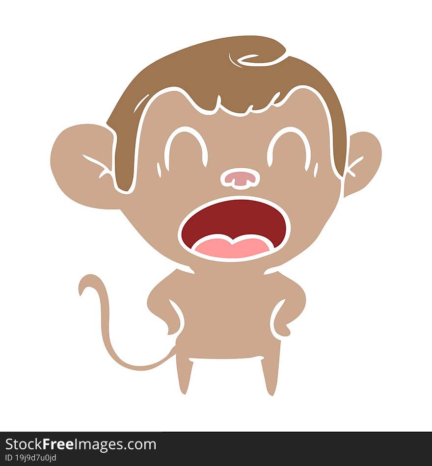 shouting flat color style cartoon monkey