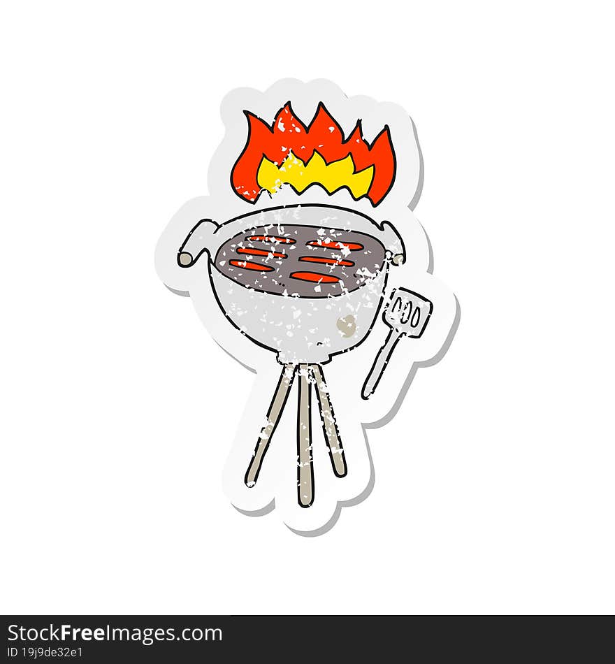 retro distressed sticker of a cartoon barbecue