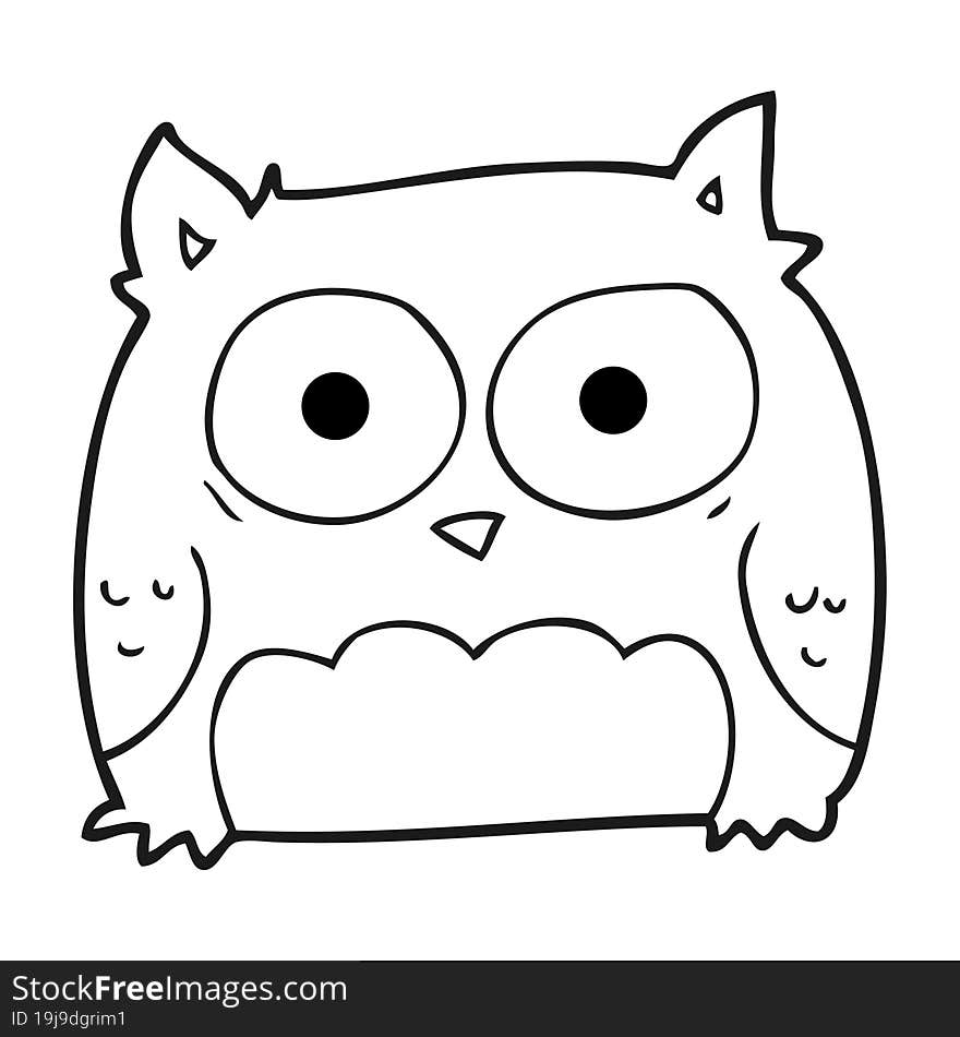 black and white cartoon owl