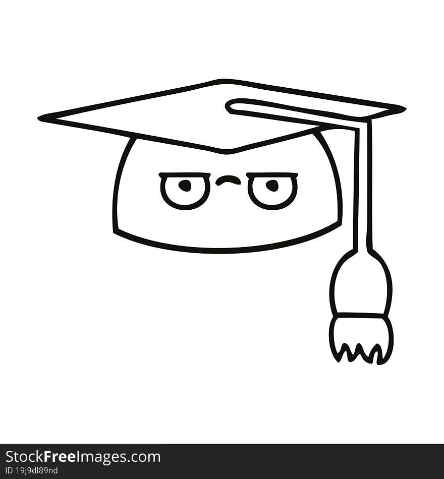 Line Drawing Cartoon Graduation Hat