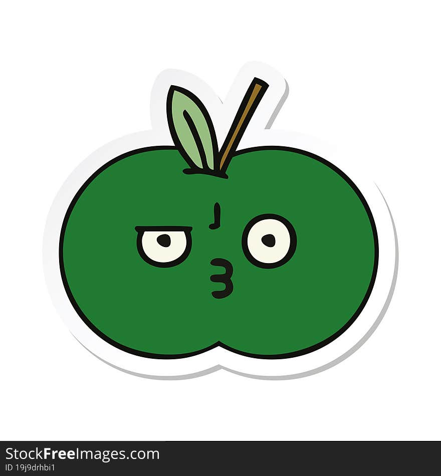 Sticker Of A Cute Cartoon Juicy Apple