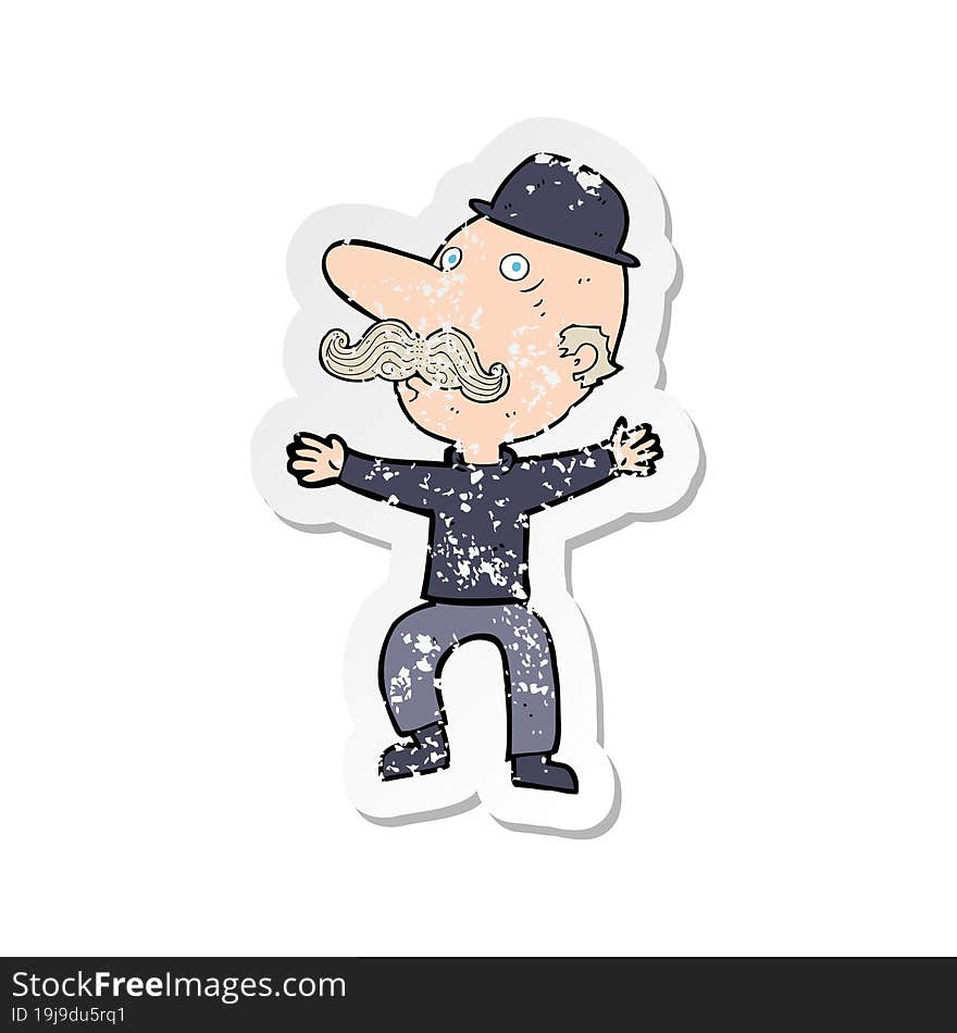 retro distressed sticker of a cartoon wealthy fello