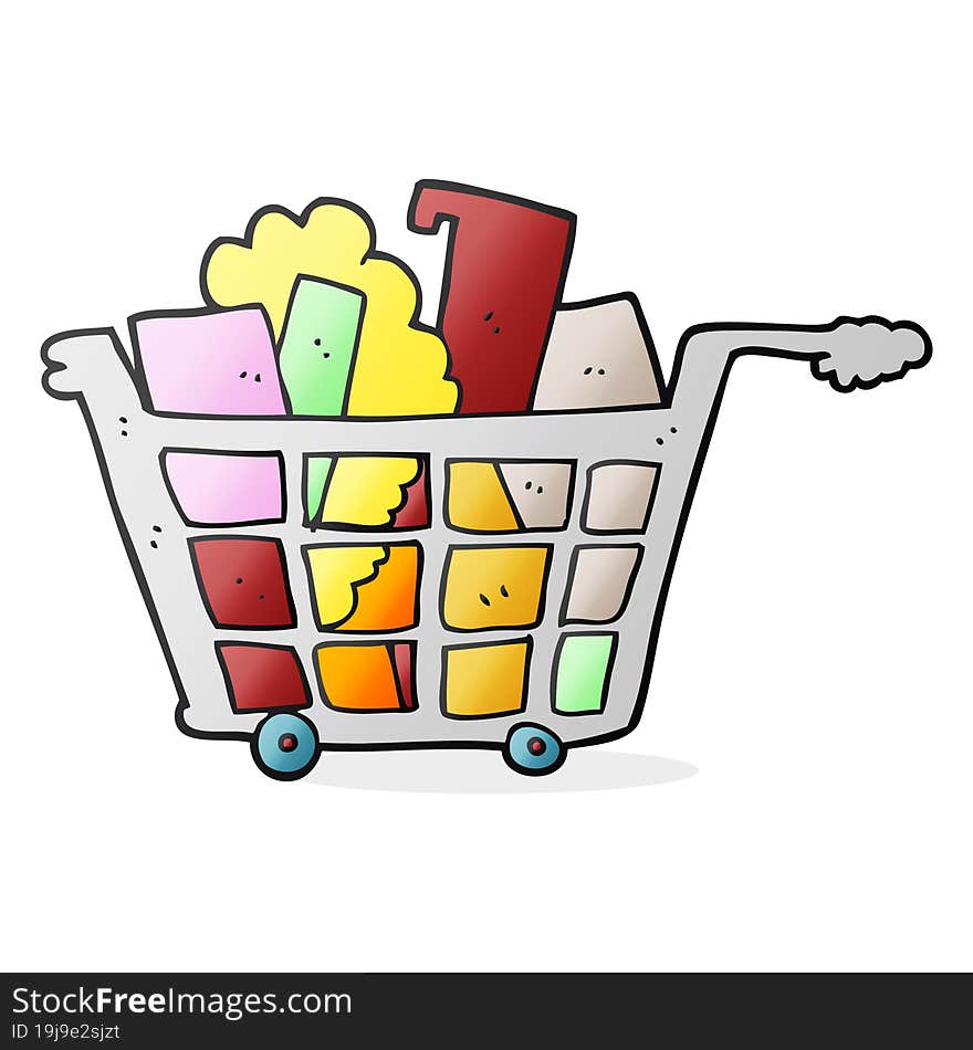 cartoon shopping trolley