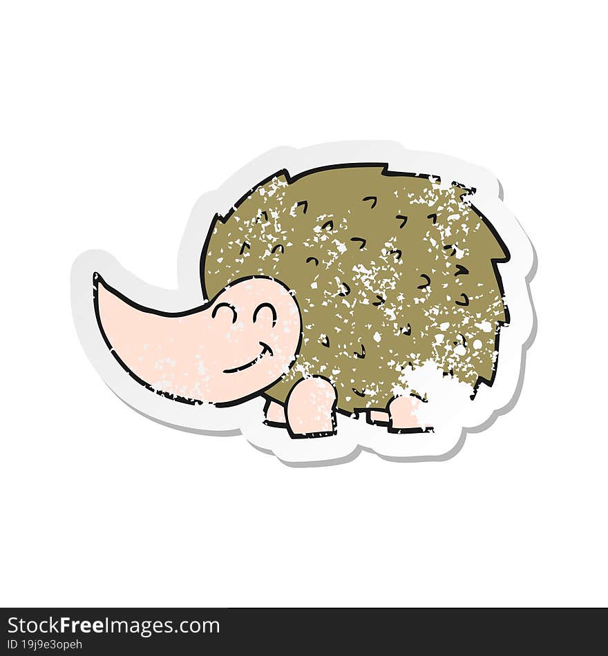 retro distressed sticker of a cartoon hedgehog