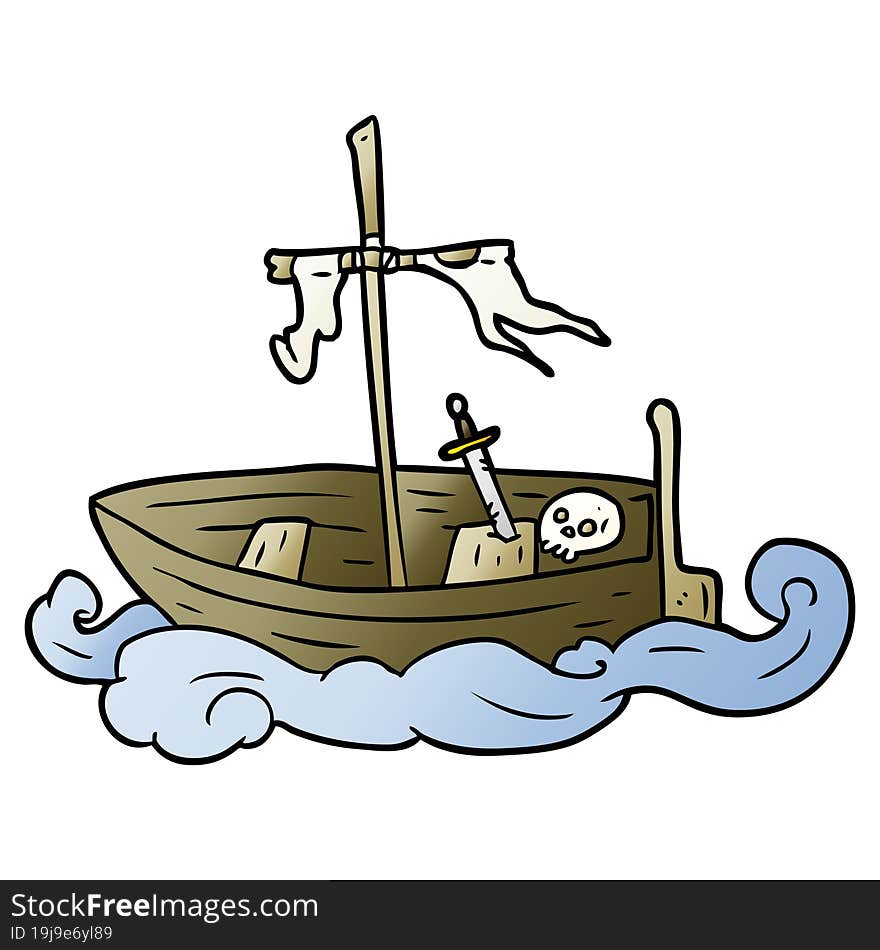 cartoon old shipwrecked boat. cartoon old shipwrecked boat