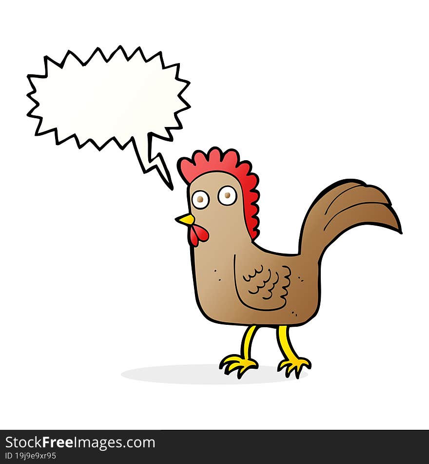 cartoon chicken with speech bubble