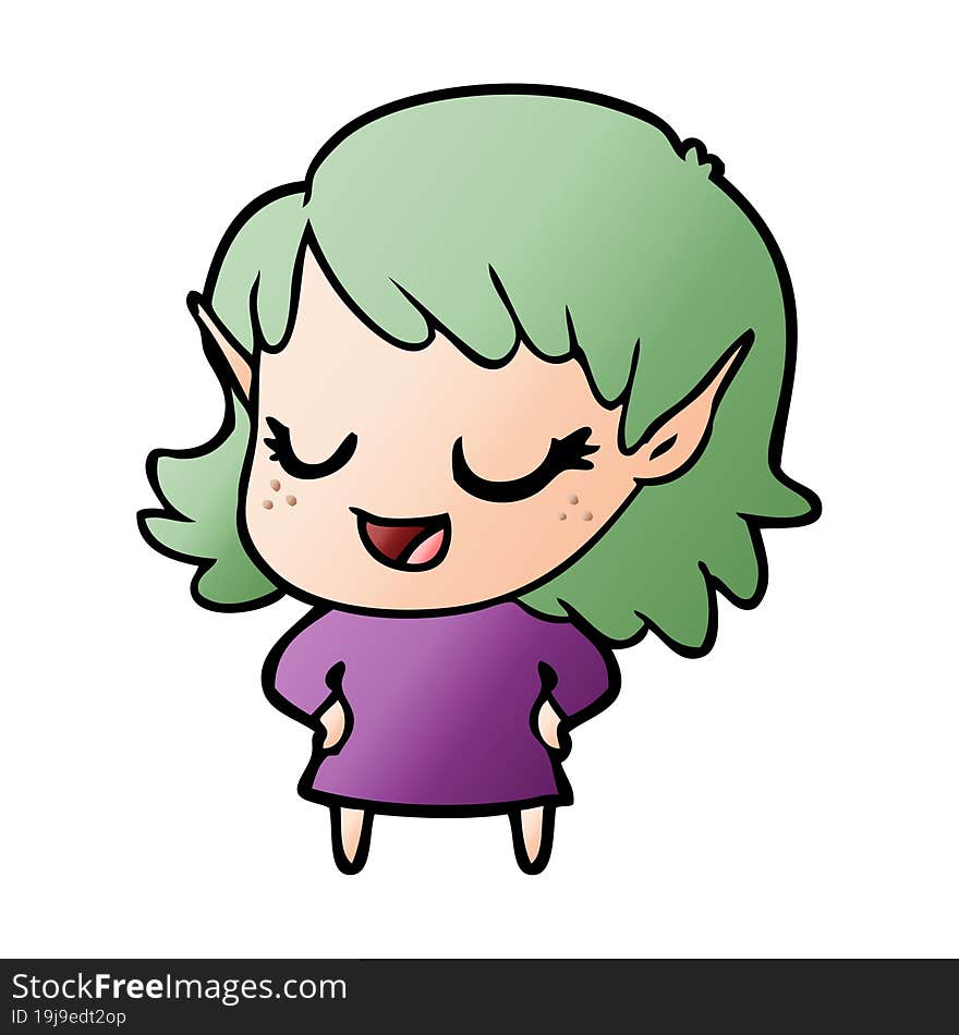 happy cartoon elf girl. happy cartoon elf girl