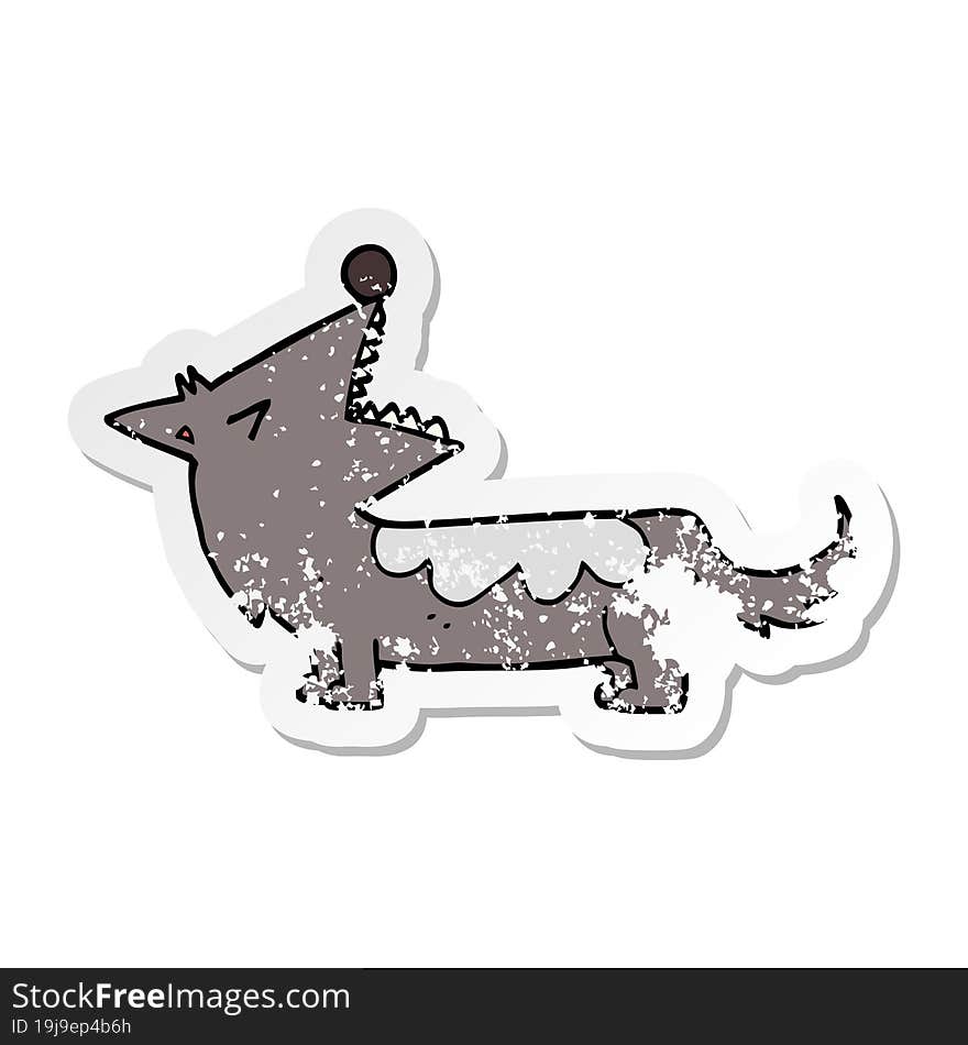 distressed sticker of a cartoon dog