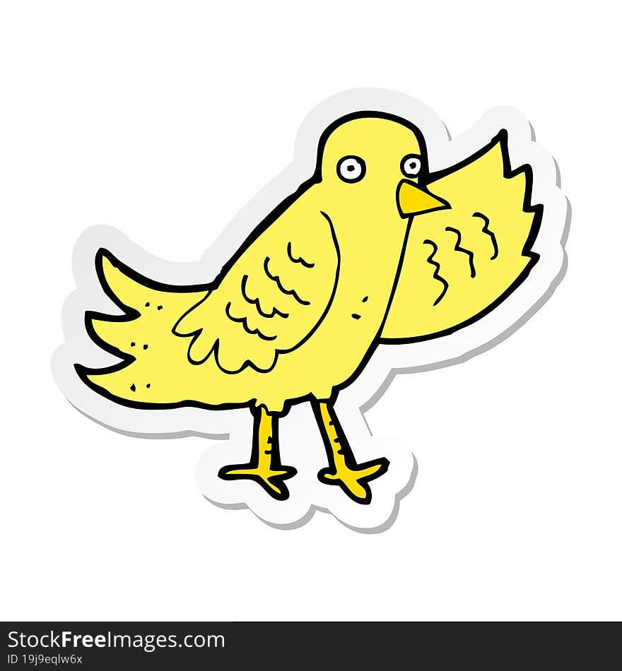 Sticker Of A Cartoon Waving Bird