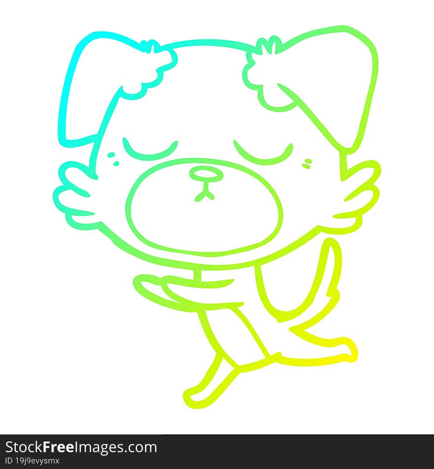 cold gradient line drawing of a cute cartoon dog