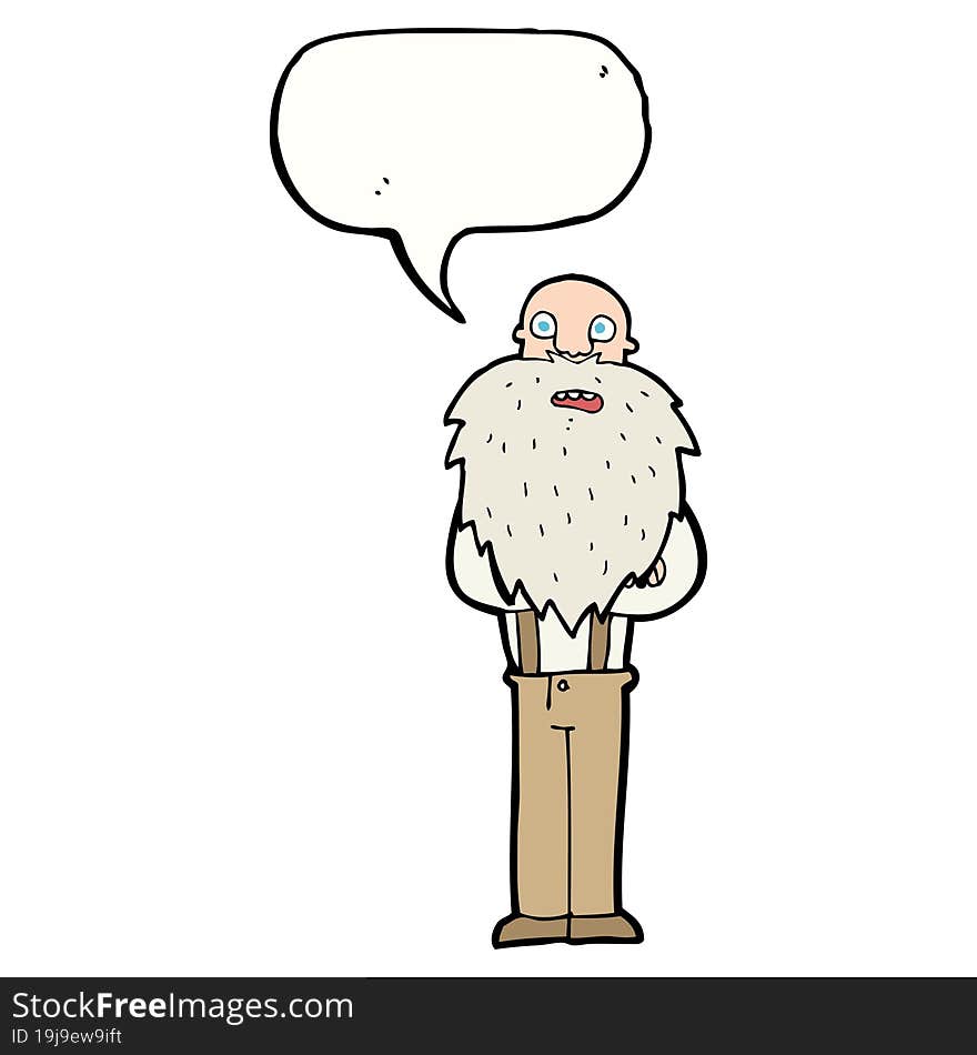 cartoon bearded old man with speech bubble