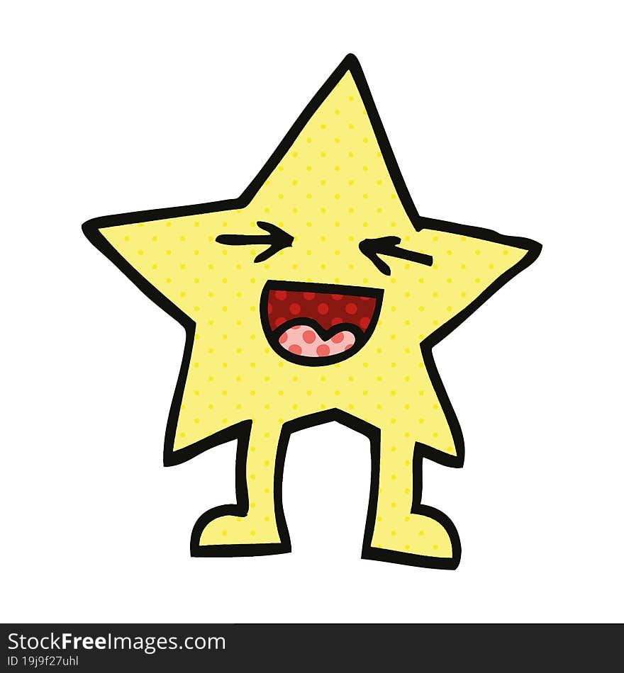 comic book style cartoon laughing star character