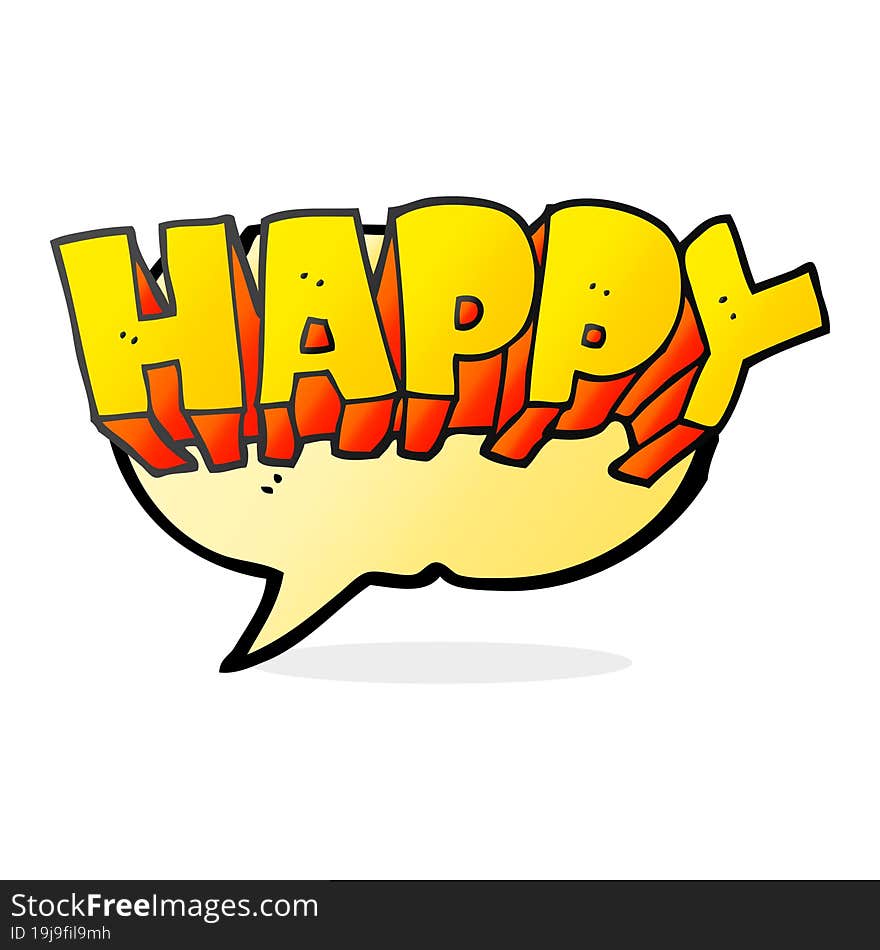 Speech Bubble Cartoon Word Happy