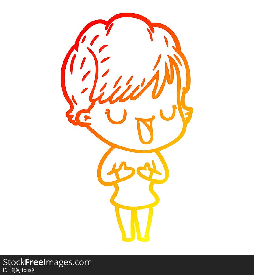 warm gradient line drawing of a cartoon woman talking