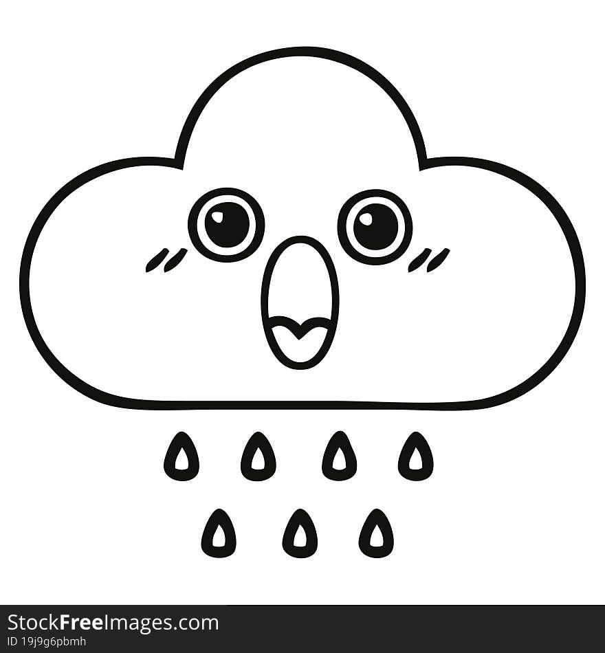 line drawing cartoon of a rain cloud