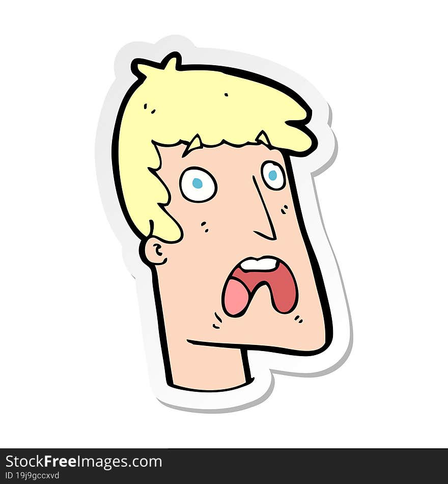 sticker of a cartoon shocked man