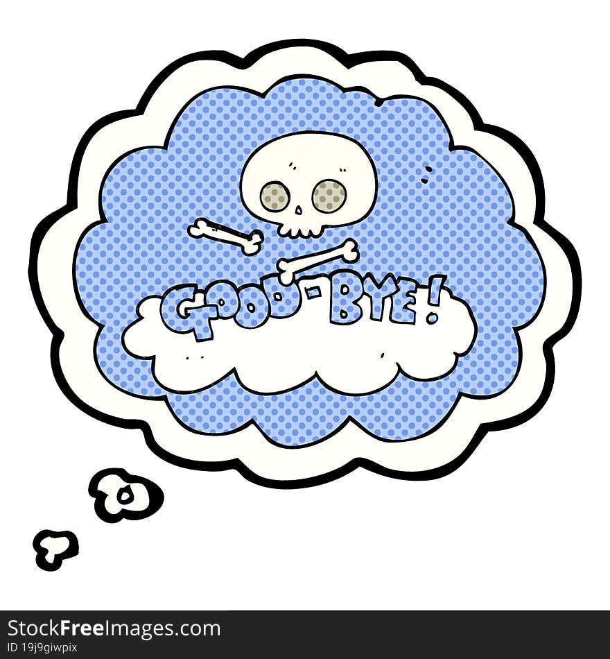 freehand drawn thought bubble cartoon good-bye symbol