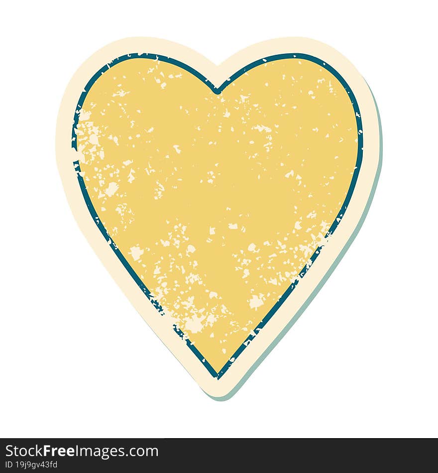 Distressed Sticker Tattoo Style Icon Of A Heart