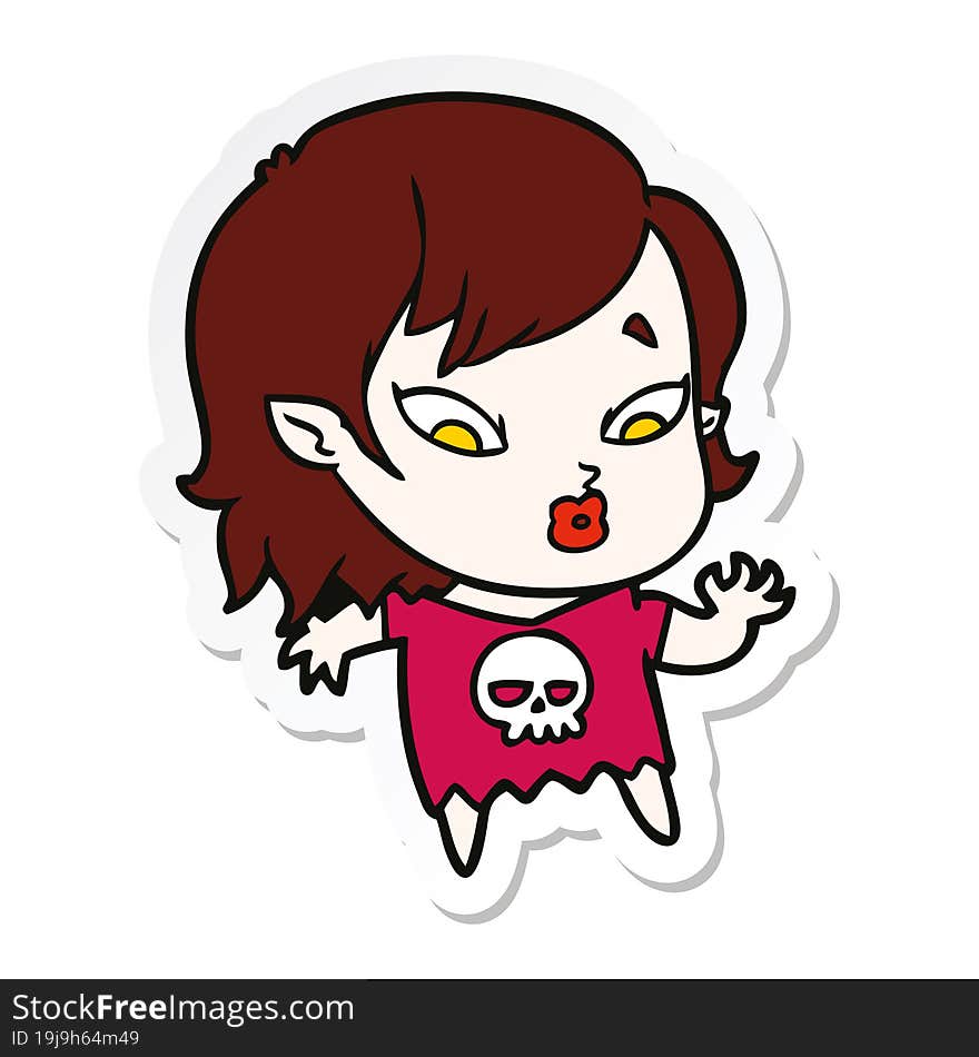 sticker of a cute cartoon vampire girl