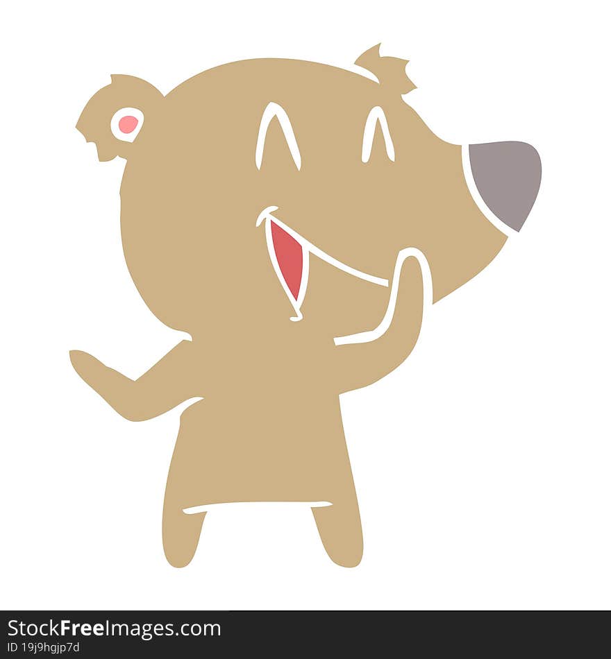 Laughing Bear Flat Color Style Cartoon