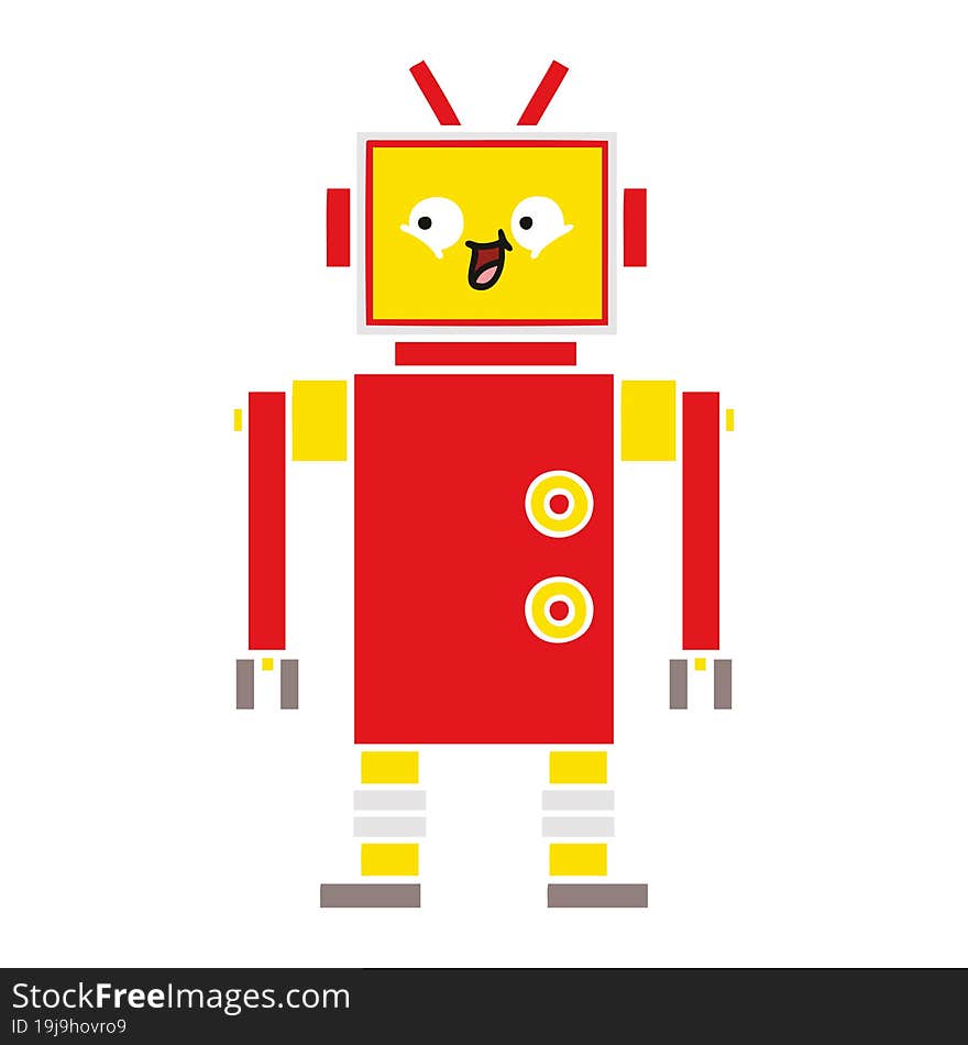 Flat Color Retro Cartoon Robot