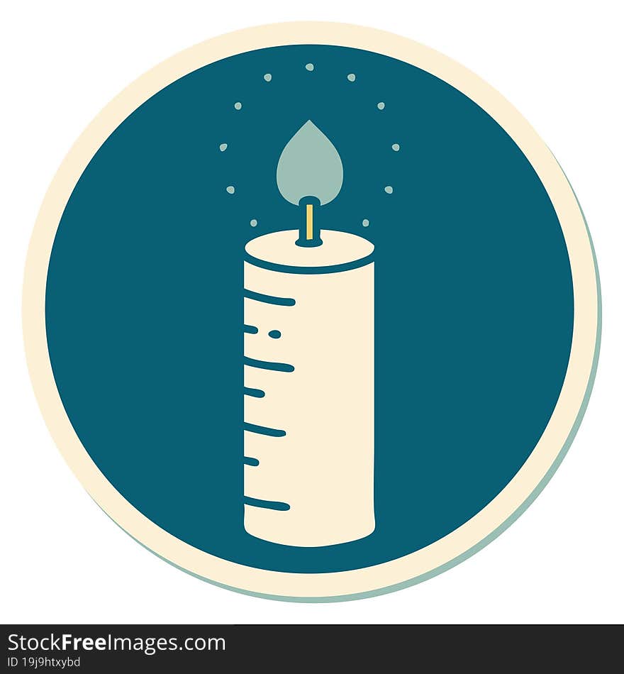 sticker of tattoo in traditional style of a candle. sticker of tattoo in traditional style of a candle