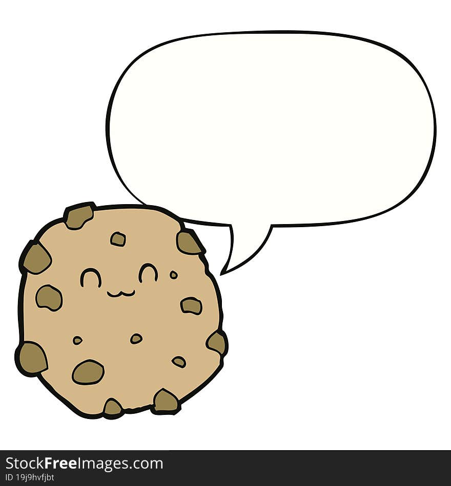 Cartoon Biscuit And Speech Bubble