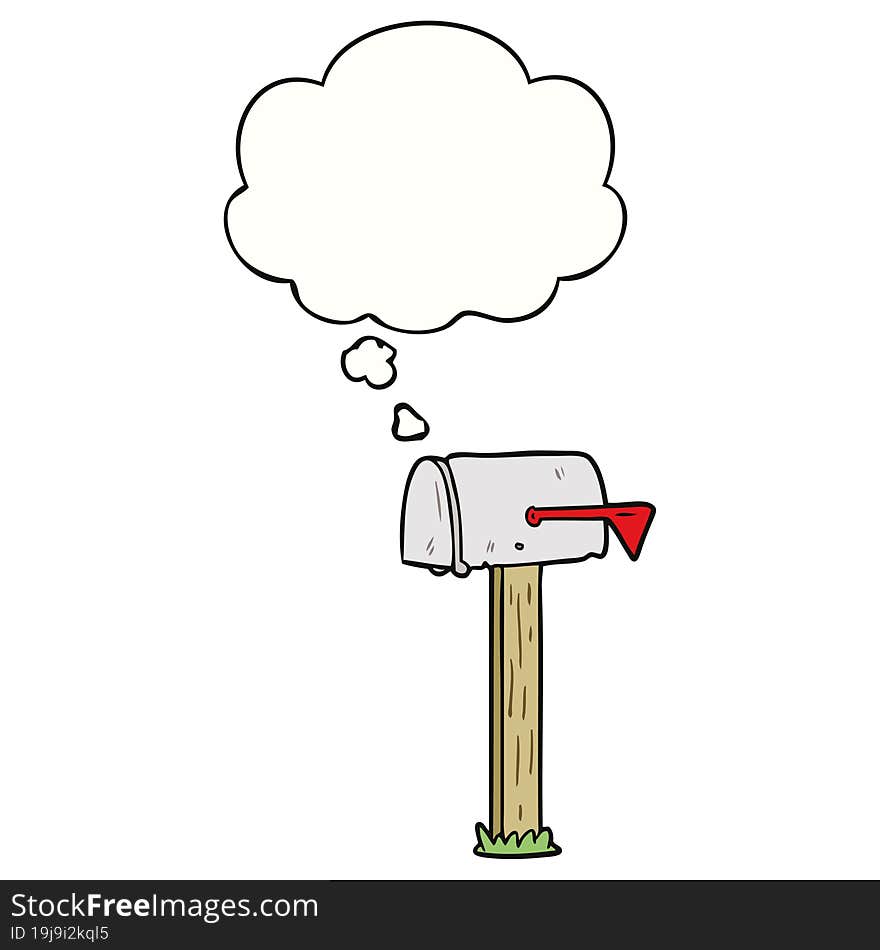 cartoon mailbox and thought bubble