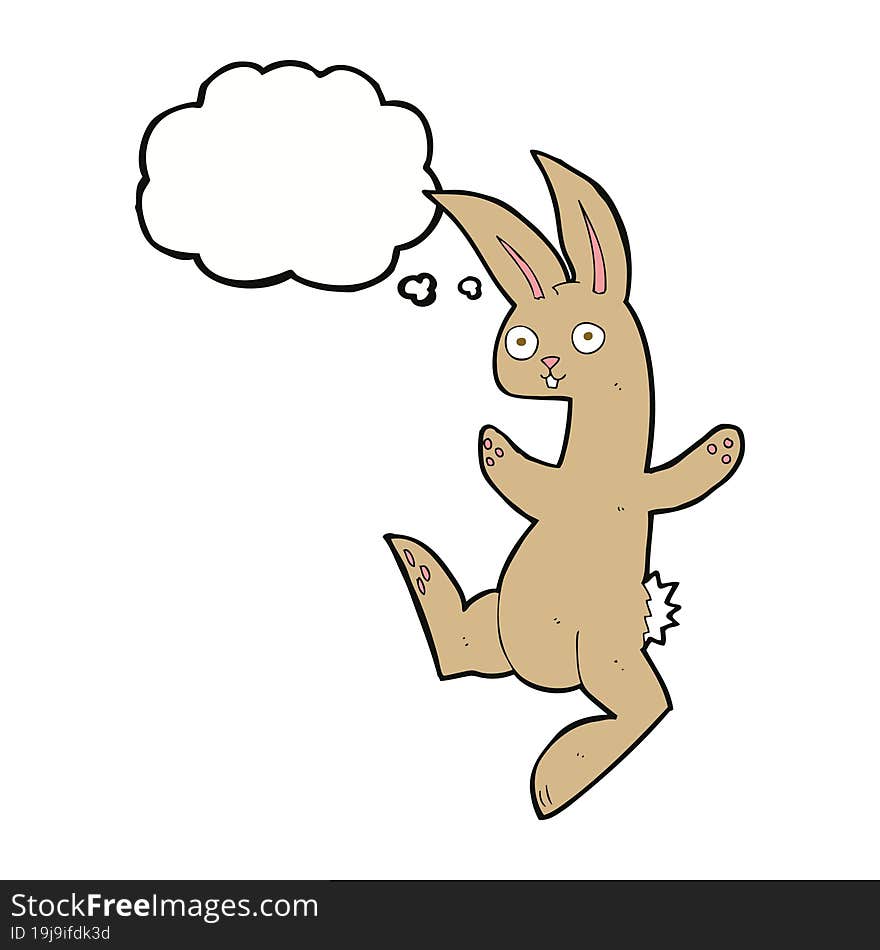 funny cartoon rabbit with thought bubble