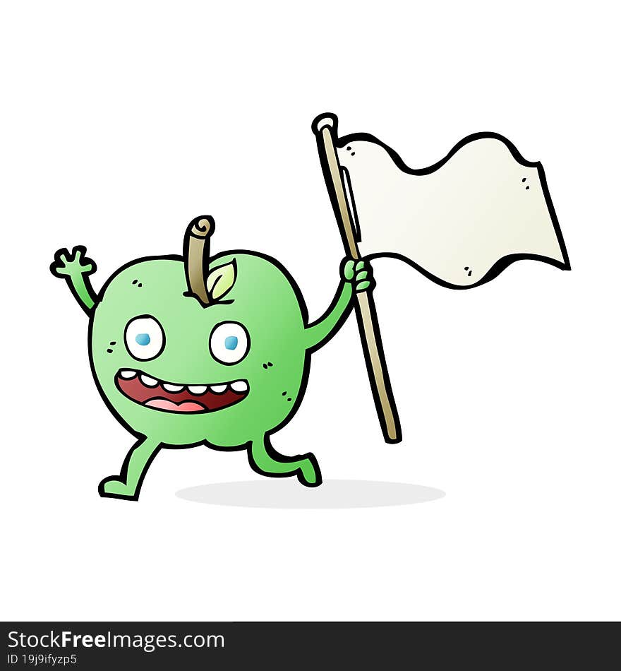 cartoon apple with flag