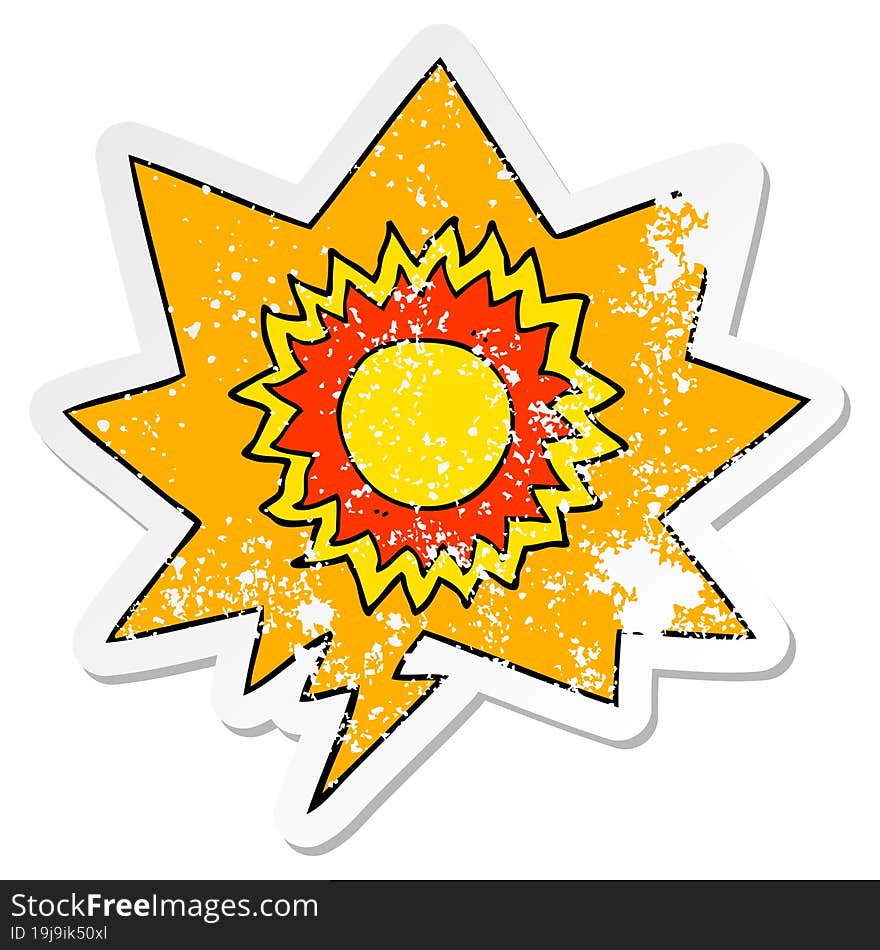 Cartoon Sun And Speech Bubble Distressed Sticker