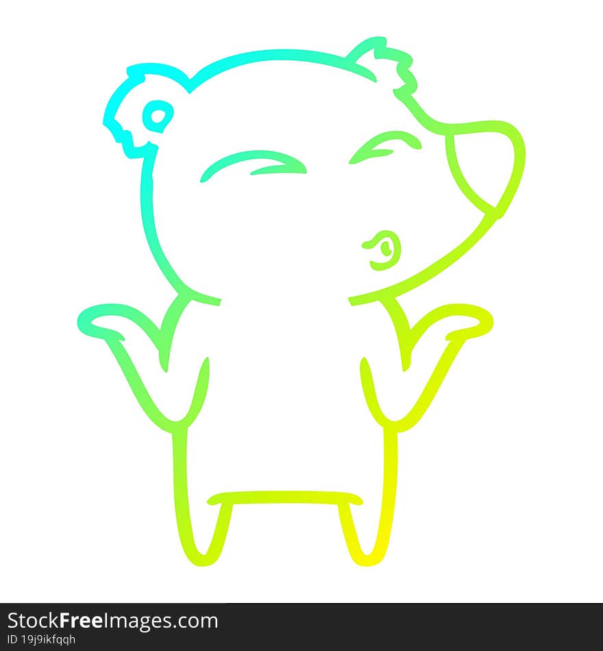 cold gradient line drawing cartoon bear shrugging