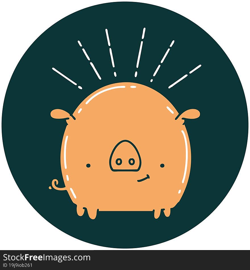 icon of tattoo style pig character