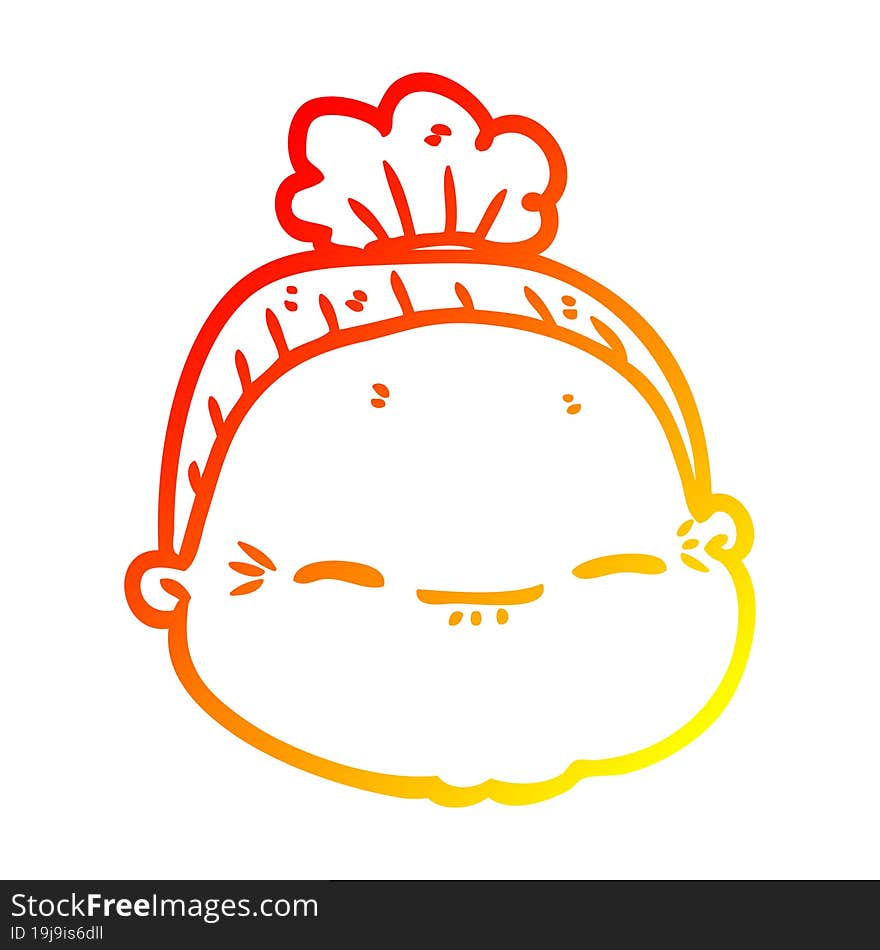 warm gradient line drawing cartoon old lady