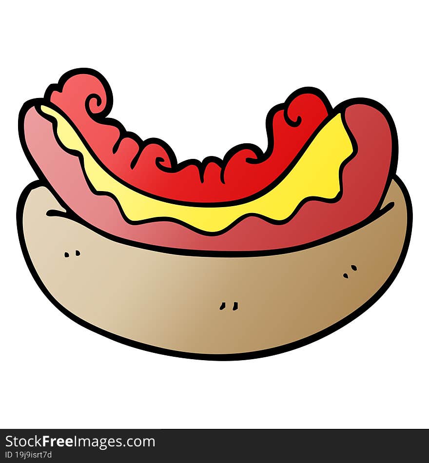 cartoon doodle hotdog in a bun