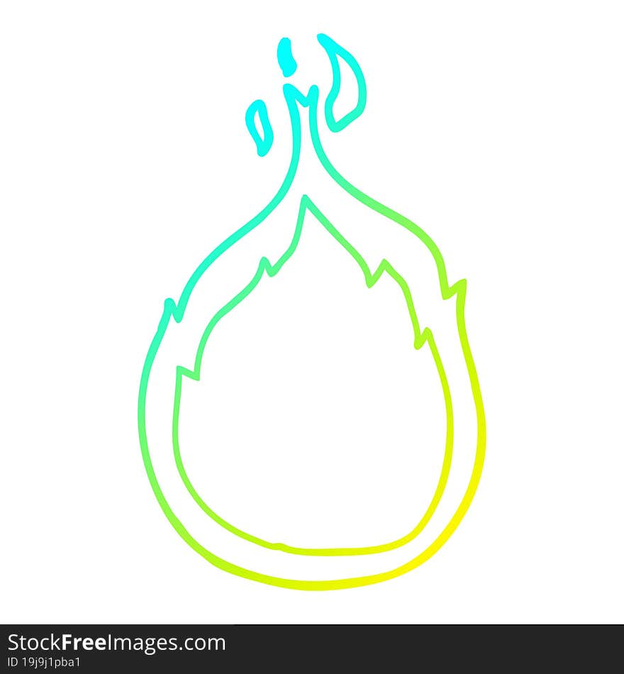 cold gradient line drawing cartoon flames