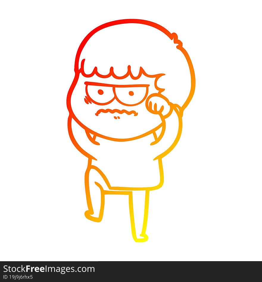 Warm Gradient Line Drawing Cartoon Annoyed Man