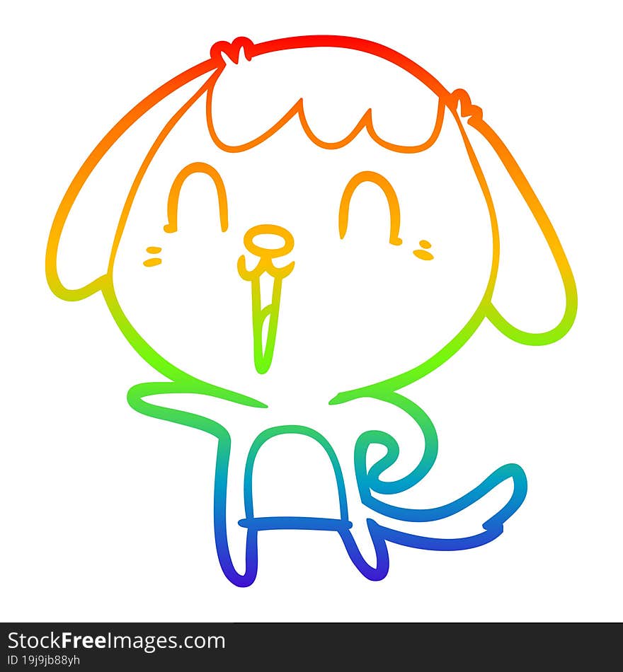 Rainbow Gradient Line Drawing Cute Cartoon Dog