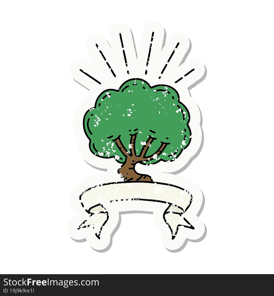 grunge sticker of tattoo style tree