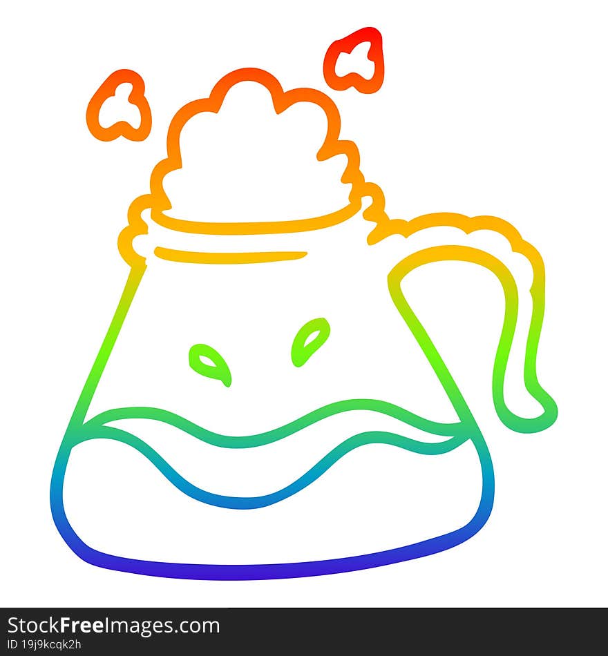 rainbow gradient line drawing cartoon coffee jug