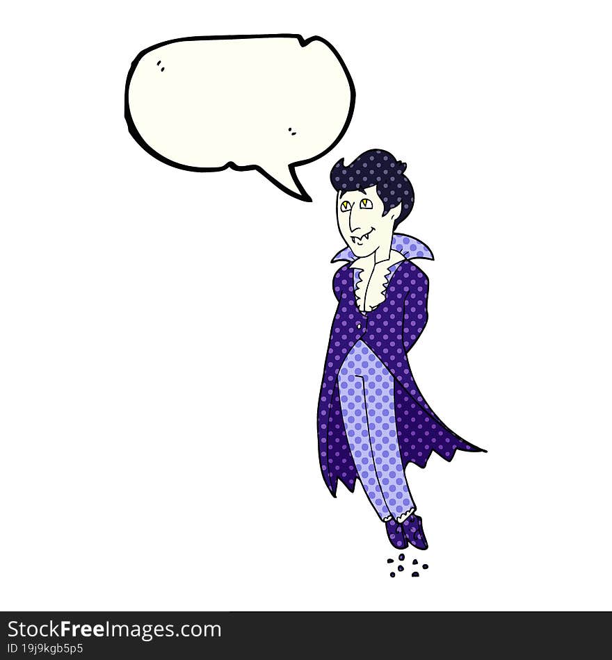 freehand drawn comic book speech bubble cartoon vampire