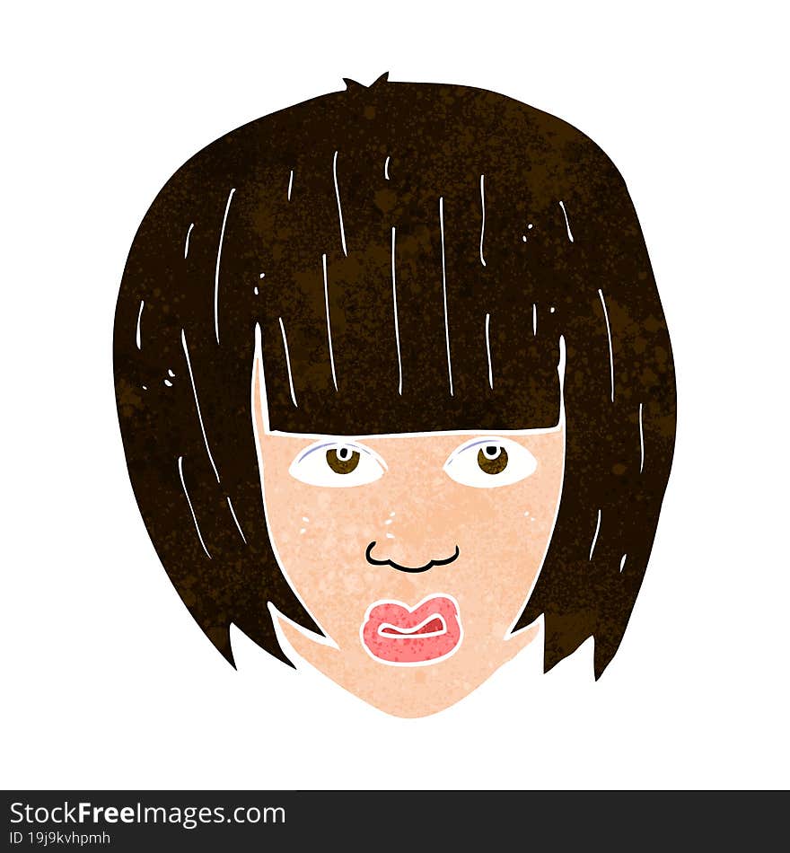 cartoon annoyed girl with big hair