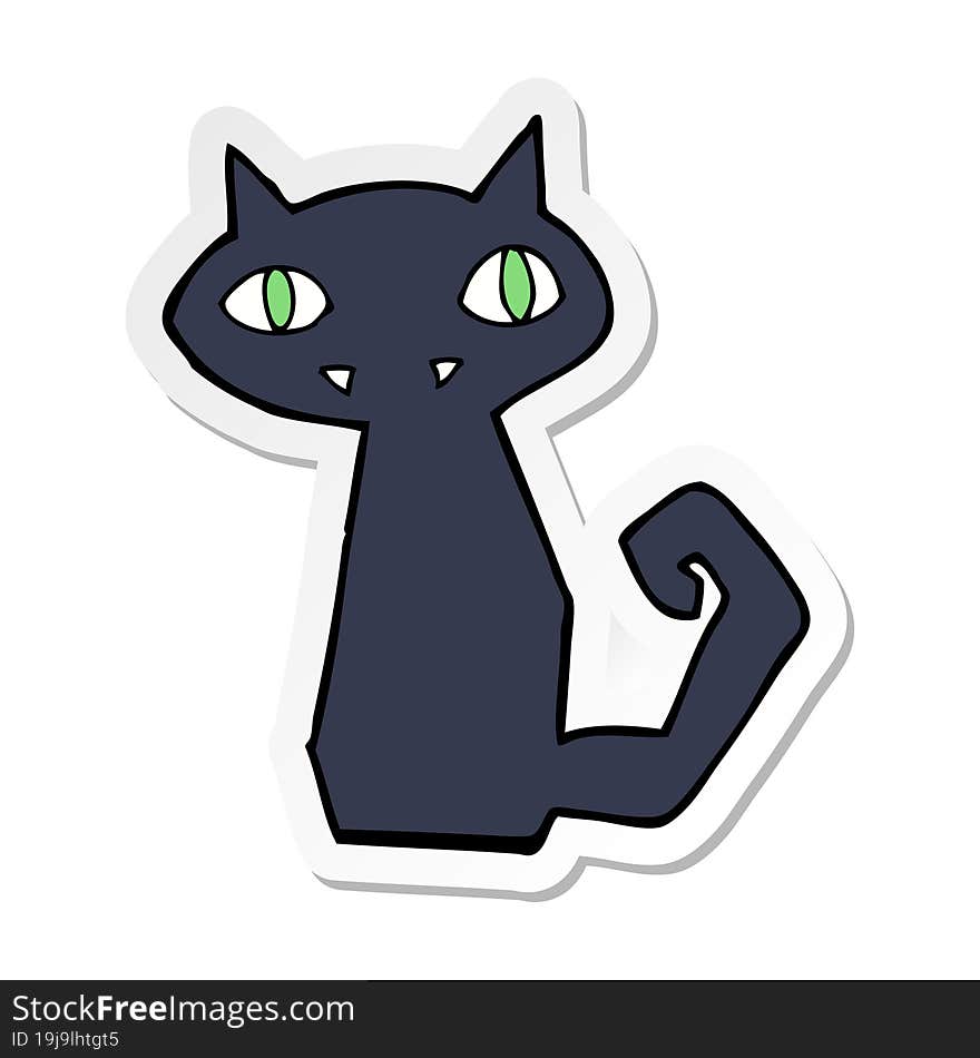 sticker of a cartoon black cat