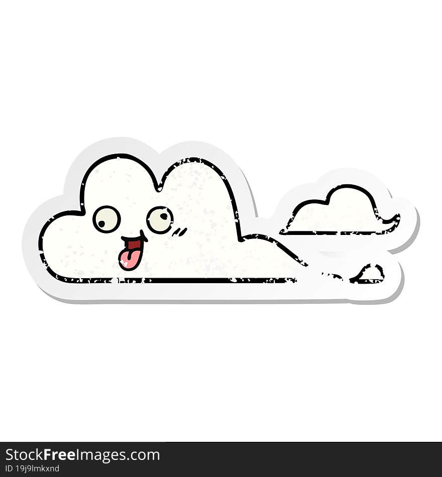 distressed sticker of a cute cartoon clouds